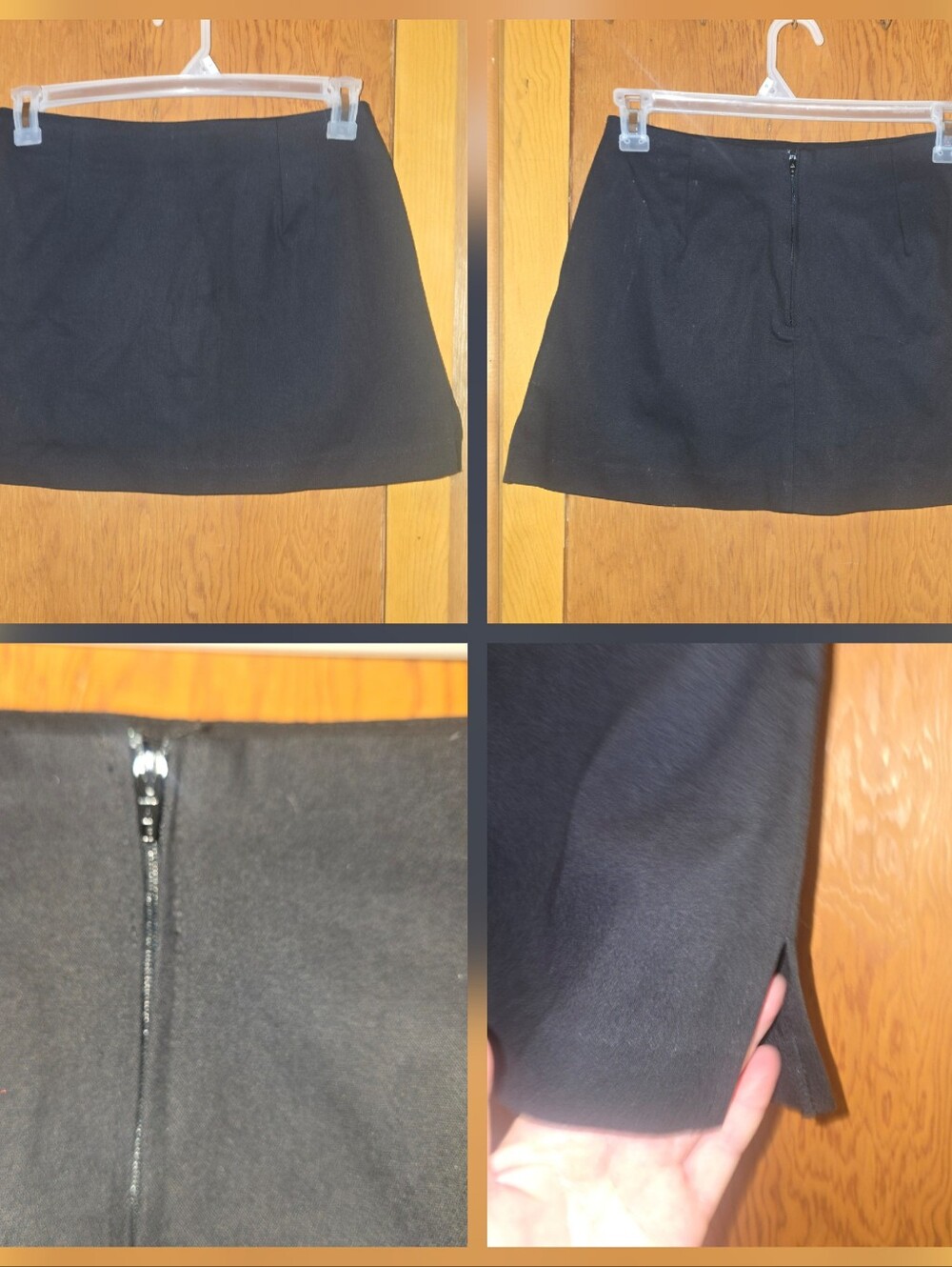 Prototype 13 womens black vintage slit sides skirt zip up back